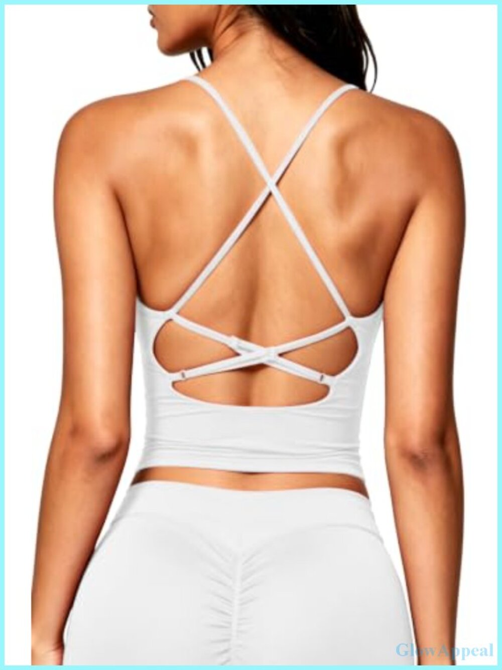 Womens Cross Back Tank Top V Neck Double Lined Sleeveless Spaghetti Strap Top